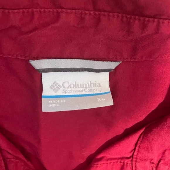 Columbia Men's XL Button Up Shirt Short Sleeve Solid Red Regular Fit 100% Cotton - Picture 4 of 6